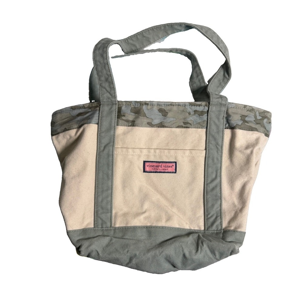 Vineyard Vines Custom Collection Canvas Tote Bag Dune Grass Zip Top Lined